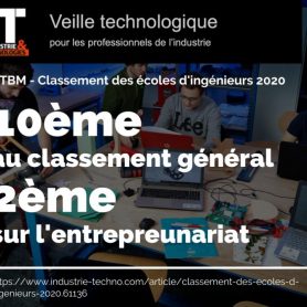 Classement Industrie et Technologie 2020 : L’UTBM entre dans le TOP 10 des d’ingénieurs Françaises